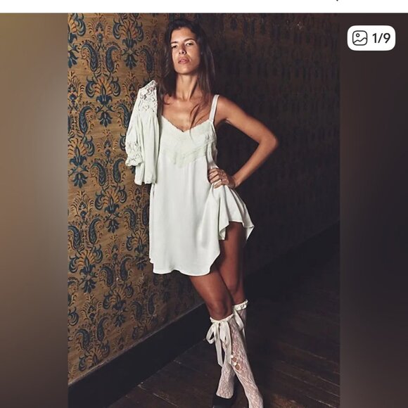 new BLACK FREE PEOPLE lenna satin dress set and shawl m - Picture 1 of 4